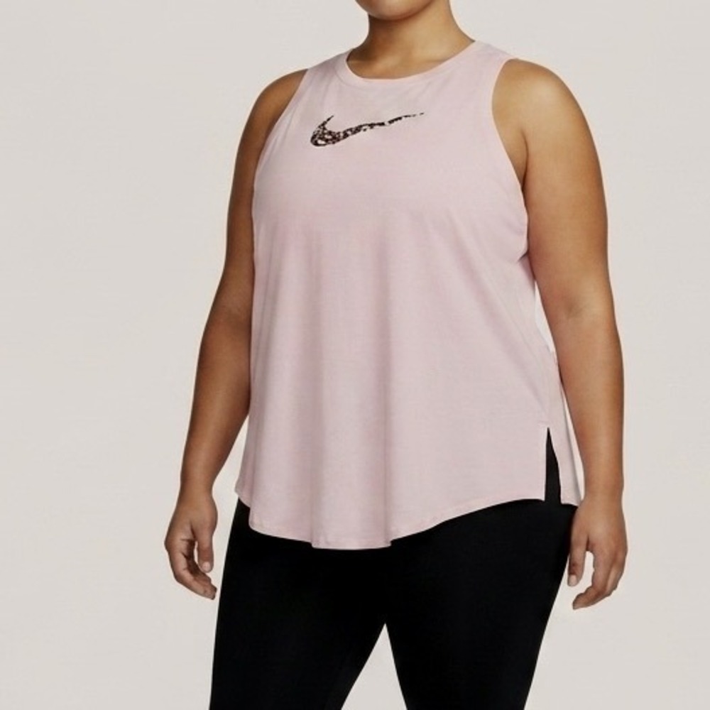 Nike Dri-FIT Floral Swoosh‎ Tank Top Pink Sleeveless Gym Shirt Womens 1X